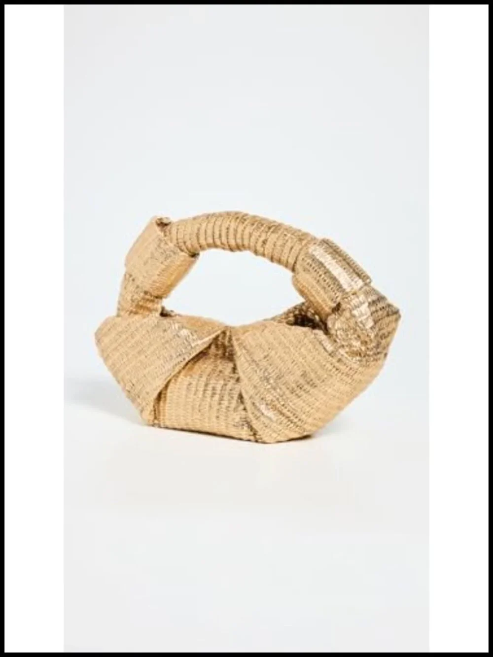Metallic Raffia Lopsy Bag with Top Handle Knot Details